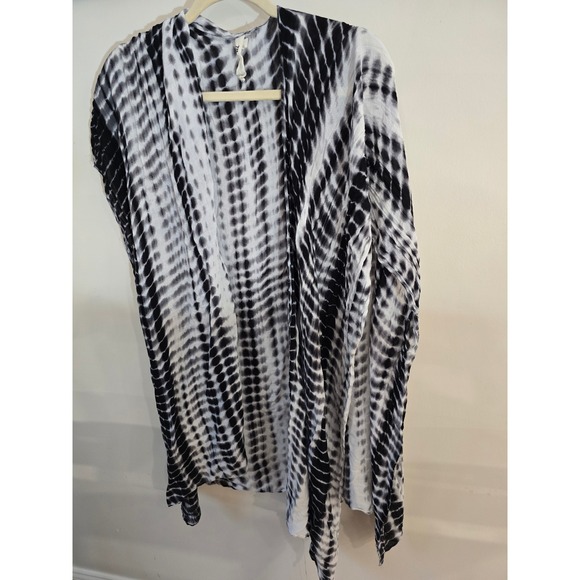 Michael Stars Tie Dye Kimono Duster Black White Lightweight Open Front Cardigan - Picture 4 of 5